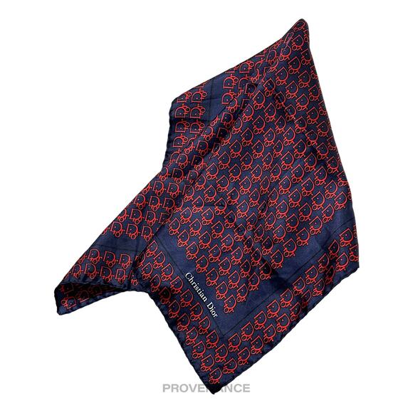 🔴 Christian Dior Trotter Monogram Silk Scarf - Navy Red - Picture 2 of 8